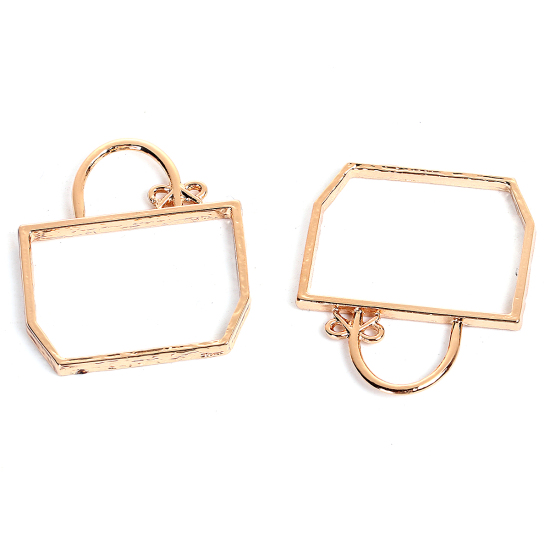 Picture of Zinc Based Alloy Open Back Bezel Pendants For Resin Bag Gold Plated 33mm(1 2/8") x 29mm(1 1/8"), 1 Piece