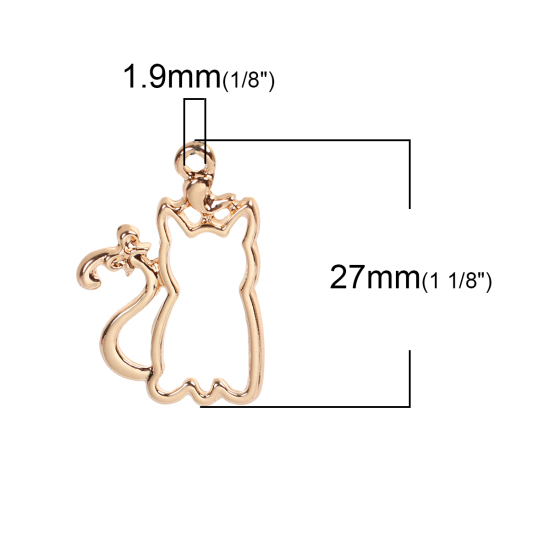 Picture of Zinc Based Alloy Open Back Bezel Pendants For Resin Cat Animal Gold Plated 27mm(1 1/8") x 17mm( 5/8"), 1 Piece