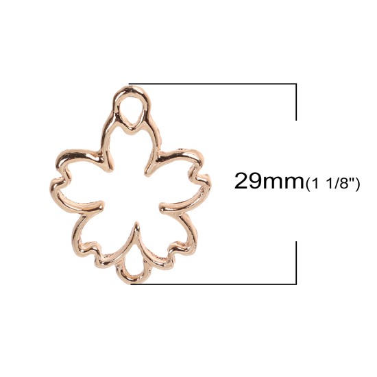 Picture of Zinc Based Alloy Open Back Bezel Connectors For Resin Sakura Flower Gold Plated 29mm(1 1/8") x 22mm( 7/8"), 1 Piece