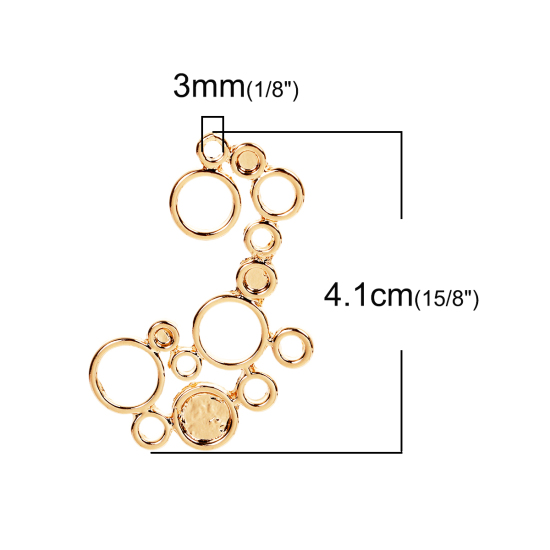 Picture of Zinc Based Alloy Open Back Bezel Pendants For Resin Round Gold Plated 41mm(1 5/8") x 25mm(1"), 1 Piece