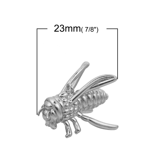 Bild von Messing 3D Charms Ballon Biene Silberfarbe 23mm x 17mm, 1 Stück