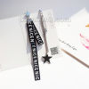 Picture of Fabric Asymmetric Earrings Silver Tone Black Pin Ribbon Clear Rhinestone 12.5cm(4 7/8") long 11.5cm(4 4/8") long, Post/ Wire Size: (21 gauge), 1 Pair