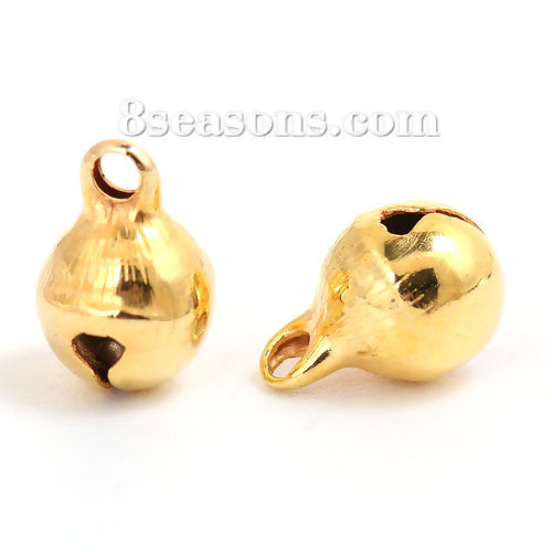 Picture of Brass Charms Bell Gold Plated 9mm( 3/8") x 6mm( 2/8"), 100 PCs                                                                                                                                                                                                