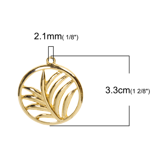 Imagen de Zamak Colgantes Palmera Chapado en Oro 33mm x 29mm, 5 Unidades
