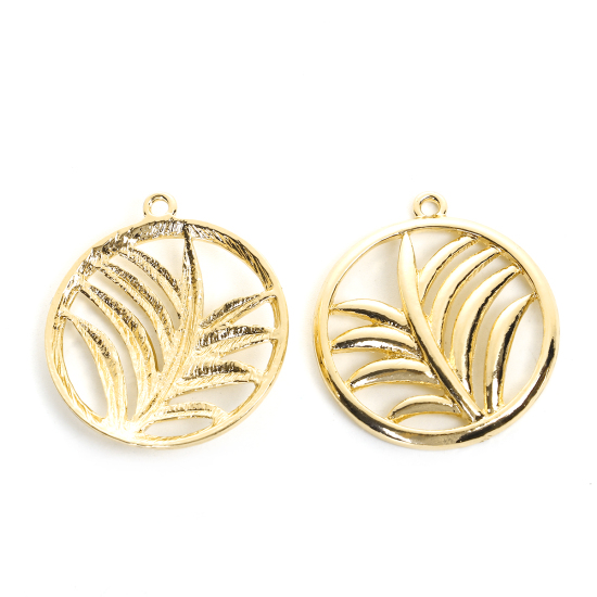 Imagen de Zamak Colgantes Palmera Chapado en Oro 33mm x 29mm, 5 Unidades