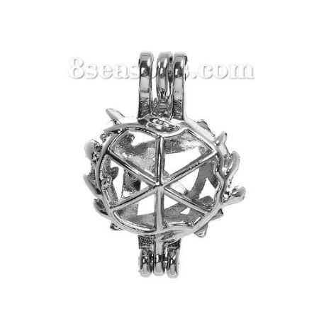 Brass Wish Pearl Locket Jewelry Pendants Bow And Arrow Silver Tone Can Open (Fit Bead Size: 8mm) 22mm( 7/8") x 15mm( 5/8"), 1 Piece