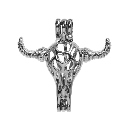 Brass 3D Wish Pearl Locket Jewelry Pendants Cow Silver Tone Can Open (Fit Bead Size: 8mm) 26mm(1") x 25mm(1"), 1 Piece