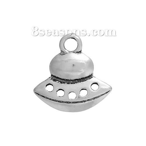 Picture of Zinc Based Alloy Galaxy Charms Spaceship Antique Silver Color 13mm( 4/8") x 13mm( 4/8"), 10 PCs