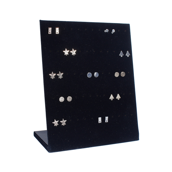 Image de Présentoirs à Bijoux en Acrylique Forme Rectangle Noir 24.5cm x 22.2cm , 1 Pièce