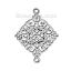 Picture of Zinc Based Alloy Connectors Rhombus Antique Silver Color Filigree 28mm x 22mm, 30 PCs