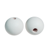 Picture of Hinoki Wood Spacer Beads Round Milk White Painting About 25mm Dia, Hole: Approx 5.4mm, 2 PCs