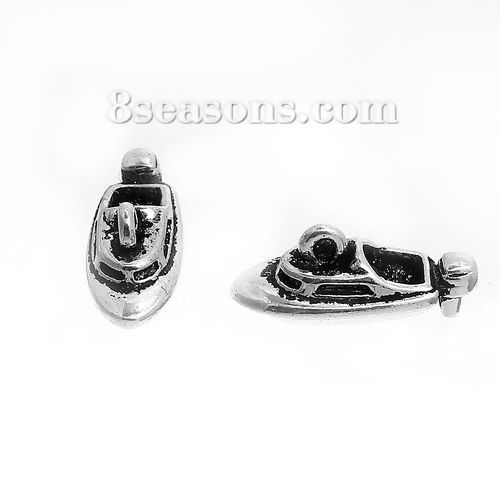 Immagine di Lega di Zinco 3D Charms Nave Argento Antico 20mm x 8mm , 10 Pz