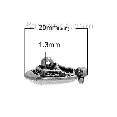 Immagine di Lega di Zinco 3D Charms Nave Argento Antico 20mm x 8mm , 10 Pz