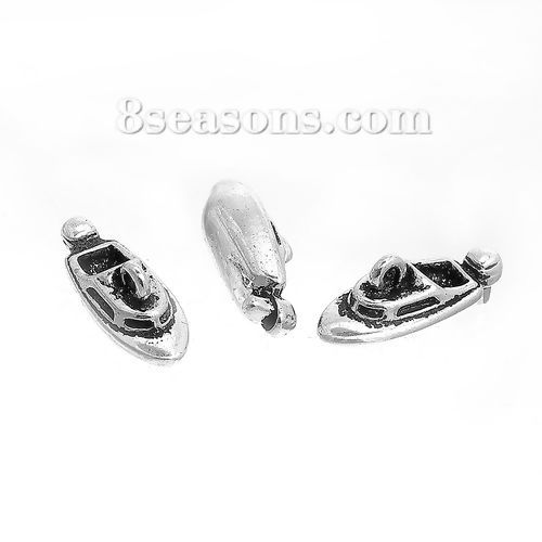 Immagine di Lega di Zinco 3D Charms Nave Argento Antico 20mm x 8mm , 10 Pz