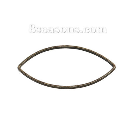 Picture of 50 PCs Brass Connectors Charms Pendants Antique Bronze Marquise 22mm x 11mm