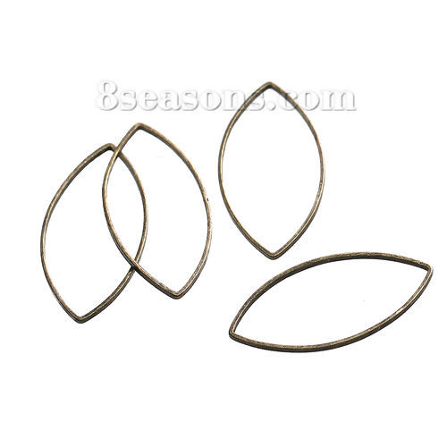 Immagine di 50 Pz Ottone Pendenti Charms Connettori Bronzo Antico Olive 22mm x 11mm