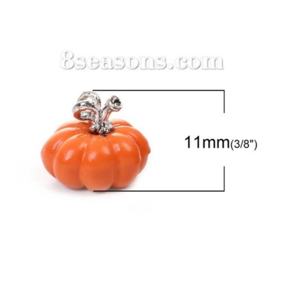 Picture of Zinc Based Alloy 3D Charms Pumpkin Orange Painting 11mm( 3/8") x 10mm( 3/8"), 10 PCs