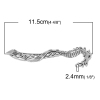 Image de Marque-Pages en Alliage de Zinc Forme Dragon Argent Vieilli 11.5cm x 3cm, 3 Pcs