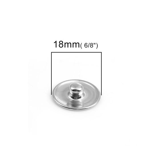 Image de 18mm Bouton Pression pour Bracelet Bouton Pression en Alliage de Zinc Rond Argent Mat (Cabochon Rapportable:16mm), Taille de Poignée: 5.5mm, 10 Pcs