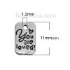 Picture of Zinc Based Alloy Charms Rectangle Antique Silver Color Message " You Are Loved " 11mm( 3/8") x 7mm( 2/8"), 50 PCs