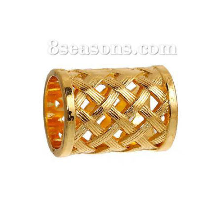 Zinc Based Alloy Bails For Scarves Cylinder Gold Plated 28mm(1 1/8") x 22mm( 7/8"), 3 PCs
