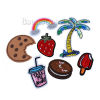 Picture of Fabric Iron On Embroidered Patches (With Glue Back) At Random Mixed Coconut Tree Food 8.5cm x6cm(3 3/8" x2 3/8") - 4.1cm x3.5cm(1 5/8" x1 3/8"), 1 Set (Approx 7 PCs/Set)
