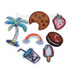 Picture of Fabric Iron On Embroidered Patches (With Glue Back) At Random Mixed Coconut Tree Food 8.5cm x6cm(3 3/8" x2 3/8") - 4.1cm x3.5cm(1 5/8" x1 3/8"), 1 Set (Approx 7 PCs/Set)