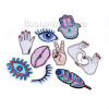 Picture of Fabric Iron On Embroidered Patches (With Glue Back) At Random Mixed Hand Gesture Eye 7.5cm x2.5cm(3" x1") - 5.3cm x2.5cm(2 1/8" x1"), 1 Set (Approx 9 PCs/Set)
