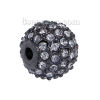 Picture of Zinc Based Alloy Beads Round Gunmetal Clear Rhinestone About 11mm Dia, Hole: Approx 2.4mm, 1 Piece