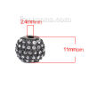 Picture of Zinc Based Alloy Beads Round Gunmetal Clear Rhinestone About 11mm Dia, Hole: Approx 2.4mm, 1 Piece