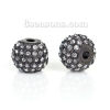 Picture of Zinc Based Alloy Beads Round Gunmetal Clear Rhinestone About 11mm Dia, Hole: Approx 2.4mm, 1 Piece