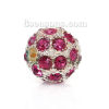 Picture of Zinc Based Alloy Beads Ball Silver Plated Purple Rhinestone About 11mm Dia, Hole: Approx 2.8mm, 1 Piece