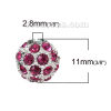 Picture of Zinc Based Alloy Beads Ball Silver Plated Purple Rhinestone About 11mm Dia, Hole: Approx 2.8mm, 1 Piece