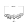 Picture of Zinc Based Alloy Spacer Beads Wing Silver Plated Clear Rhinestone 22mm x 7mm, Hole: Approx 1.4mm, 10 PCs