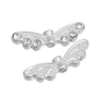 Picture of Zinc Based Alloy Spacer Beads Wing Silver Plated Clear Rhinestone 22mm x 7mm, Hole: Approx 1.4mm, 10 PCs