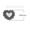 Picture of Zinc Based Alloy Metal Sewing Buttons Heart Antique Silver Color (Can Hold ss12 Pointed Back Rhinestone) 40mm(1 5/8") x 39mm(1 4/8"), 2 PCs