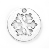 Picture of Zinc Based Alloy Cut Out Charms Round Antique Silver Color Christmas Snowflake 24mm(1") Dia, 20 PCs