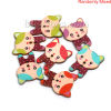 Picture of Natural Wood Sewing Buttons Scrapbooking 2 Holes Cat Animal At Random Mixed 30mm(1 1/8") x 23mm( 7/8"), 50 PCs