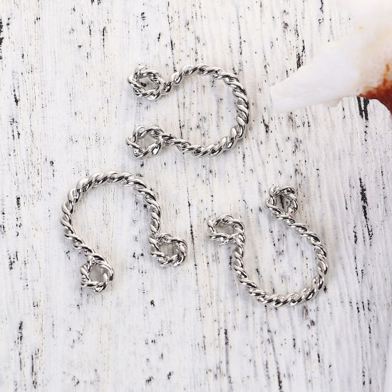 Immagine di Lega di Zinco Cavo gioielli Connettore Accessori Simbolo di Infinito Tono Argento 33mm x 11mm, 10 Pz