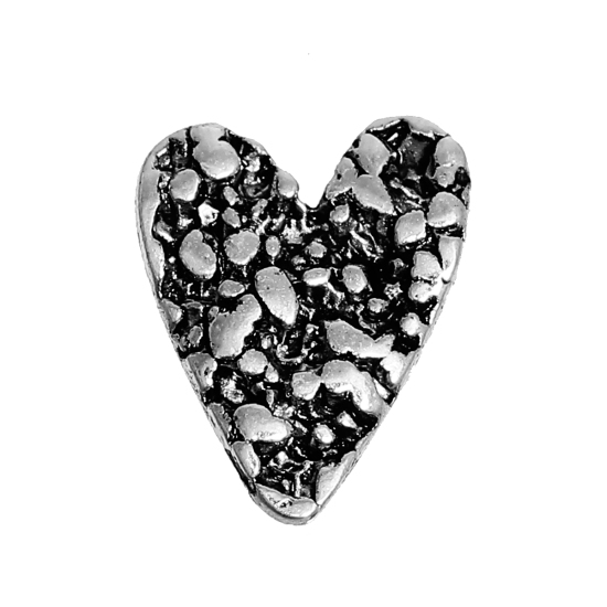 Picture of Zinc Based Alloy Embellishments Heart Antique Silver Color 10mm( 3/8") x 8mm( 3/8"), 50 PCs