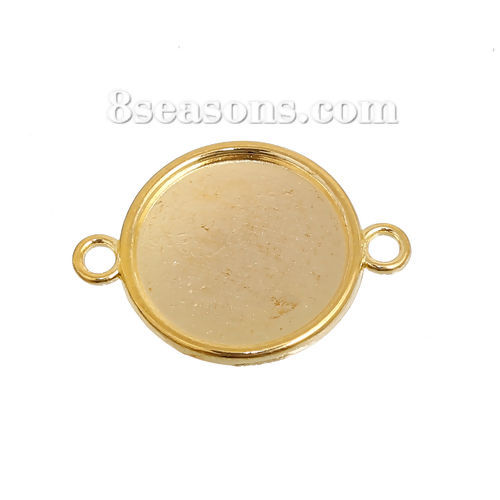 Picture of Zinc Based Alloy Cabochon Settings Connectors Round Gold Plated (Fits 20mm Dia.) 32mm(1 2/8") x 24mm(1"), 10 PCs