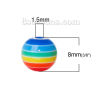 Picture of Resin Beads Round Multicolor Stripe Pattern About 8mm Dia, Hole: Approx 1.5mm, 100 PCs