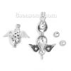 Picture of Copper 3D Wish Pearl Locket Jewelry Pendants Angel Silver Tone Star Can Open (Fit Bead Size: 8mm) 34mm(1 3/8") x 33mm(1 2/8"), 2 PCs