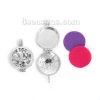 Picture of Brass Aromatherapy Essential Oil Diffuser Locket Pendants Bird Animal Silver Tone Flower Cabochon Settings (Fit 23mm Dia.) Can Open 39mm(1 4/8") x 27mm(1 1/8"), 1 Piece