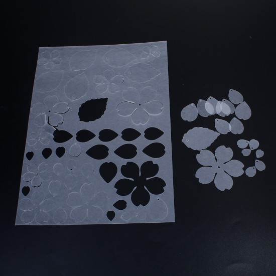 Image de Plastique Dingue/Fou Fleur Sakura Semi-Transparent Feuilles 67mm x 65mm - 15mm x10mm, 1 Pièce