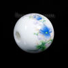 Изображение Бусины Керамические Круглые, Цвет: Голубой С Узором “ Цветок ”, 20мм диаметр, Отверстие: приблизительно 4.5мм, 5 ШТ
