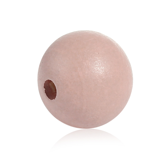 Picture of Natural Hinoki Wood Spacer Beads Round Pale Pinkish Gray Painting About 20mm Dia, Hole: Approx 3.8mm, 30 PCs