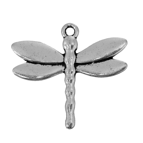 Bild von Zinklegierung Anhänger Libellen Antiksilber 30mm x 27mm, 20 Stück