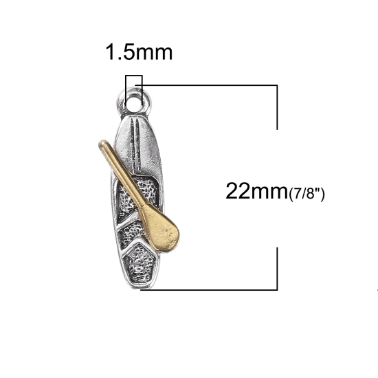 Bild von Zinklegierung 3D Charms Schiff Antiksilber Antik Gold 22mm x 8mm, 3 Stück