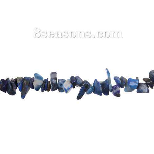 Picture of December Birthstone - (Grade B) Lapis Lazuli ( Natural) Gemstone Loose Chip Beads Irregular Deep Blue About 12mm x6mm( 4/8" x 2/8") - 5mm x4mm( 2/8" x 1/8"), Hole: Approx 0.6mm, 92cm(36 2/8") long, 1 Strand